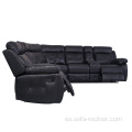 Set de sofá de esquina reclinable de cuero de aire transpirable
